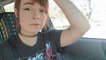 Teen Rides Dildo In Car On Webcam